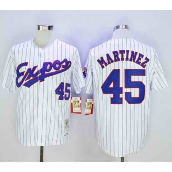 Montreal Expos 45 Pedro Martinez Baseball Stitched Jersey White Retro